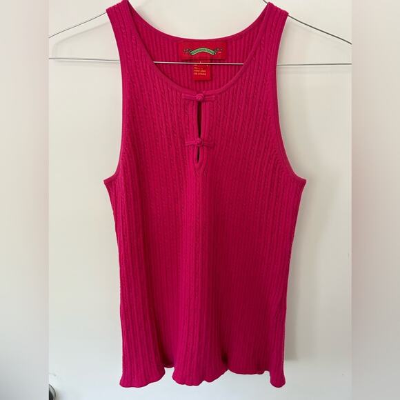 Shanghai Tang Tops - Shanghai Tang sleeveless hot pink cotton knit women’s sweater top large